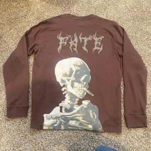 Prime Essentials Brown Long Sleeve Shirt Skeleton smoking